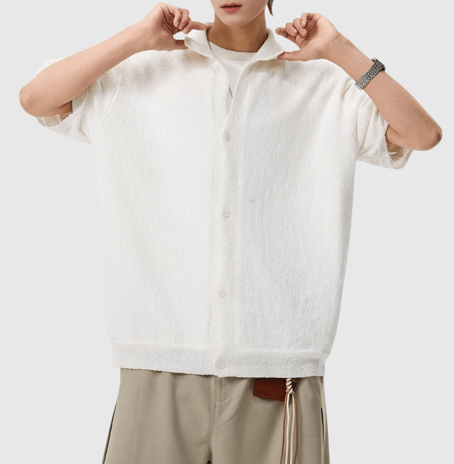 復古肌理圈紗編織紋理 垂感短袖恤衫 [SBS-1388]