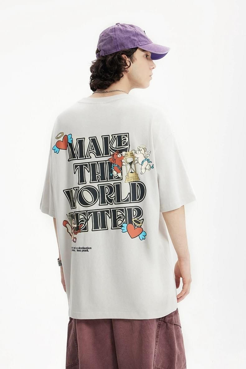 丘比特文字圖案印燙 純棉短袖 T-Shirt [CBT-1243]