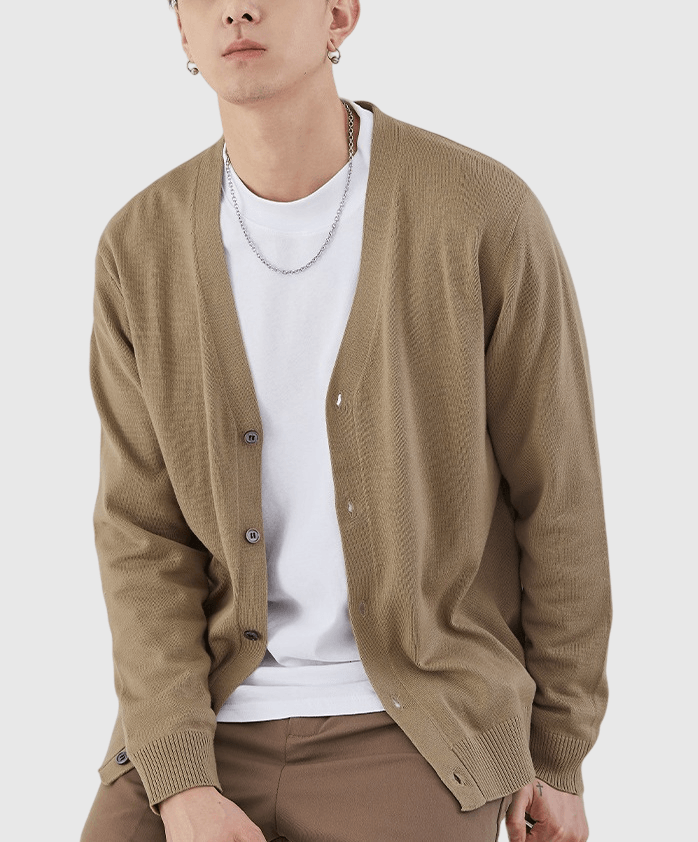 基礎文青色系 V 領開胸 針織棉外套 [SBO-1183]