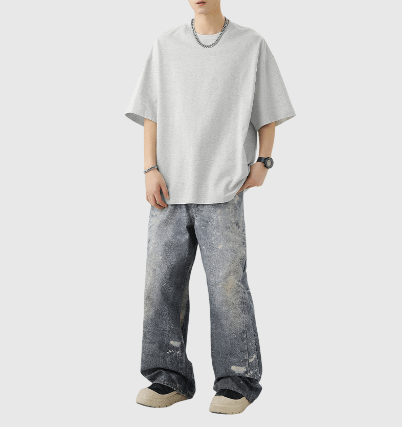 日系基礎文青色系 輕身舒適220g 純棉鬆身落肩短袖 T-Shirt [SBT-1185]