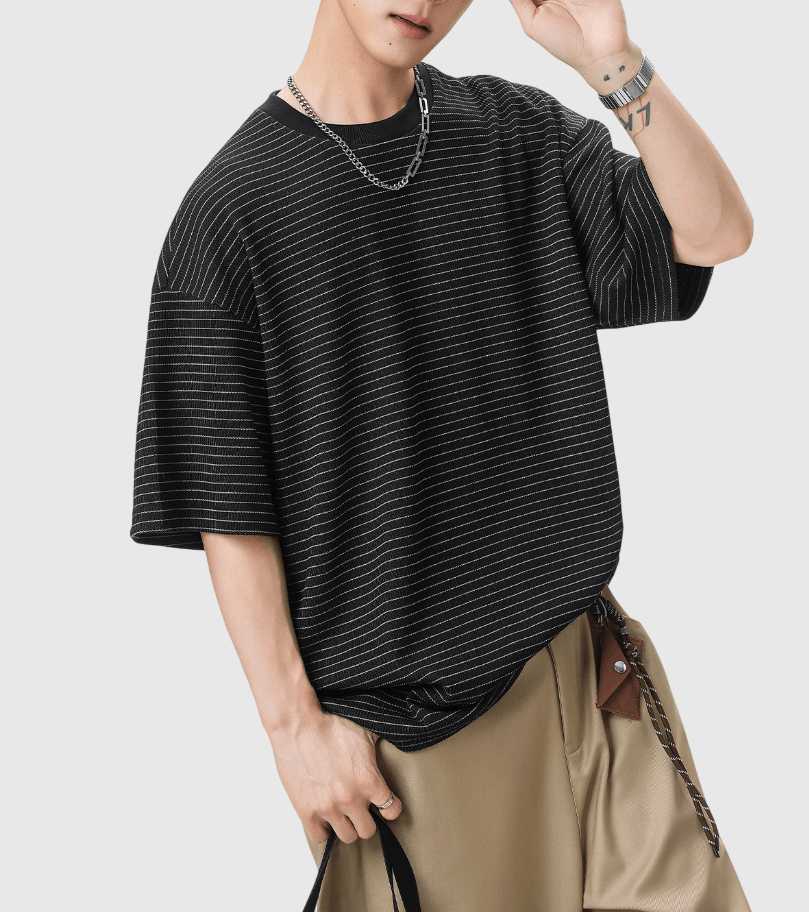 日系基礎橫間條紋 透氣短袖 T-Shirt [SBT-1521]