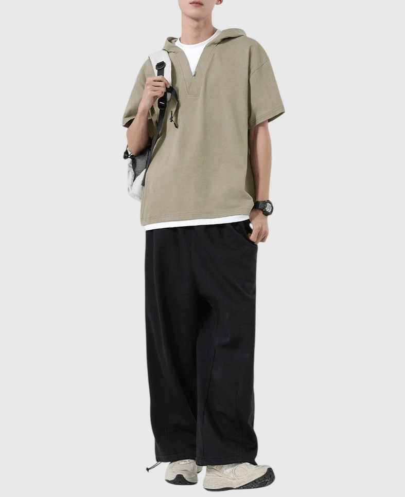 日系層次假兩件式設計 連帽重磅短袖 T-Shirt [SBT-1496]