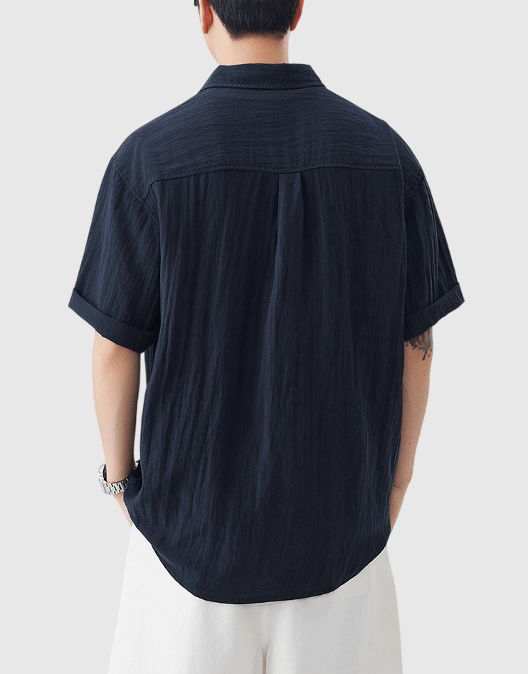 日系肩膊拼色線縫紉設計 透氣短袖恤衫 [SBS-1404]