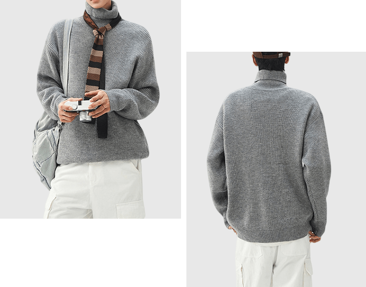 基礎編織紋理設計 高領針織冷衫 [CBK-1043]
