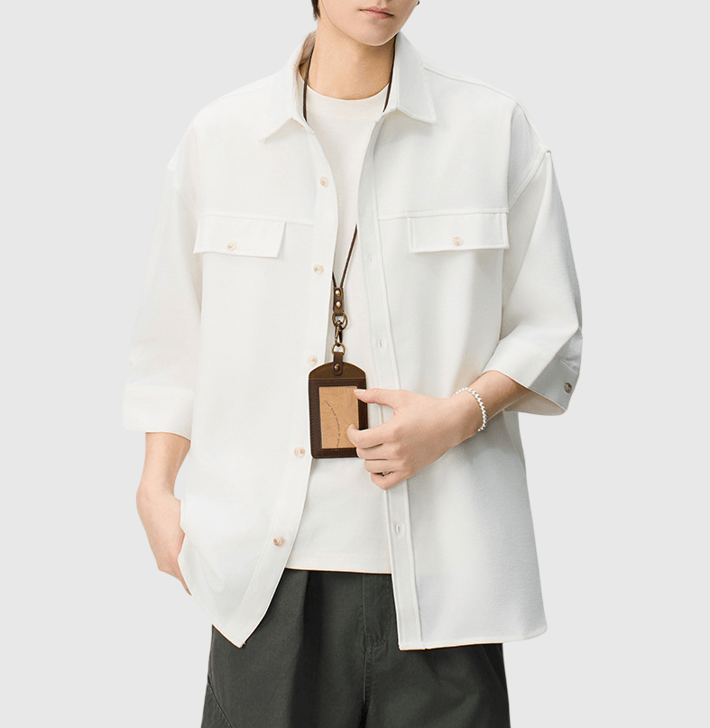 日系雙設計前袋工裝 透氣半袖恤衫 [SBS-1399]