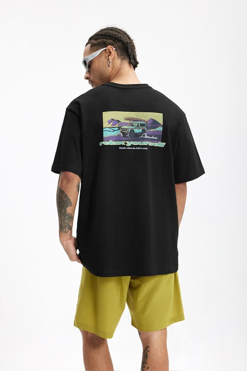 戶外露營車前後圖案印燙 純棉短袖 T-Shirt [CBT-1239]
