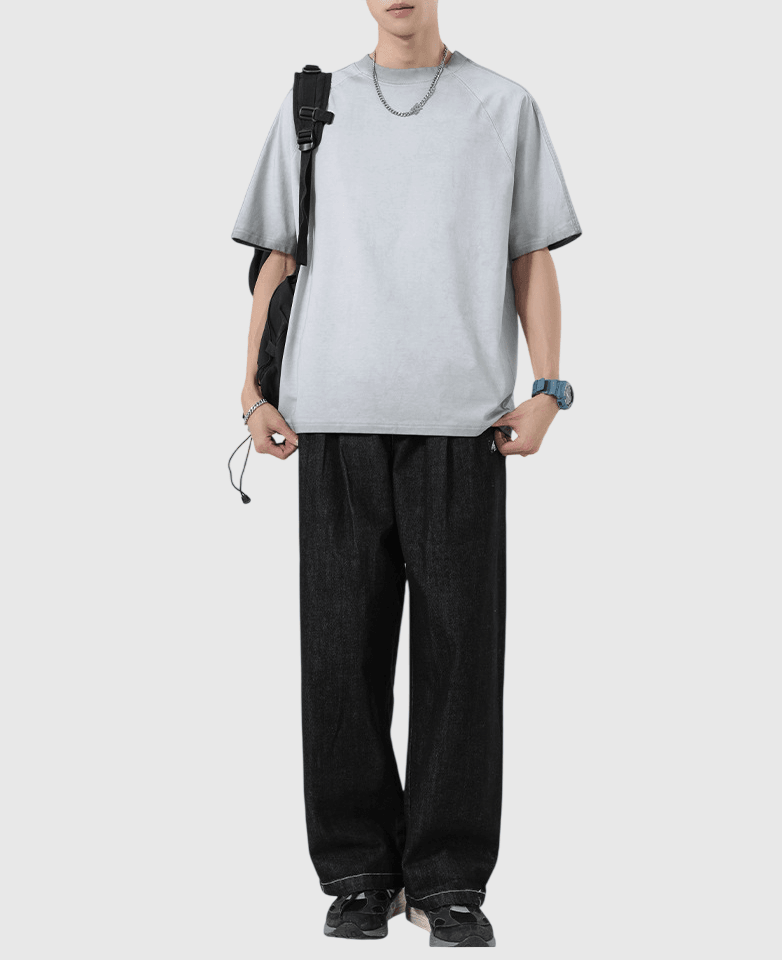 復古重工蠟染水洗縫線工藝設計 短袖 T-Shirt [SBT-1518]