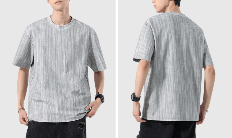 日系垂直瀑布紮染紋理編織 短袖 T-Shirt [SBT-1546]