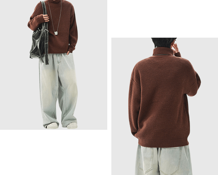 基礎編織紋理設計 高領針織冷衫 [CBK-1043]