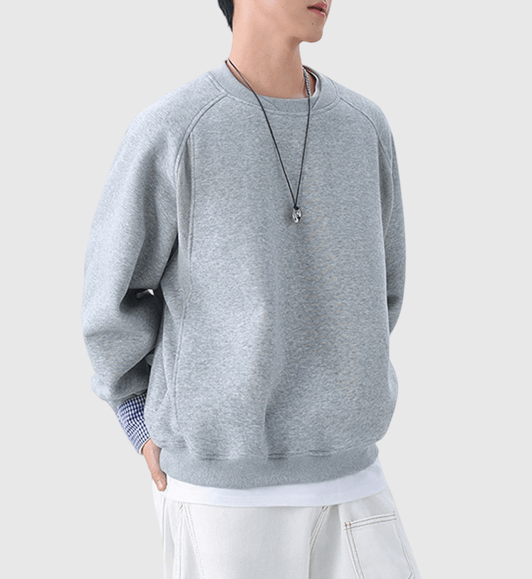 內層格仔撞色縫接 重磅圓領衛衣 [CBH-1026]