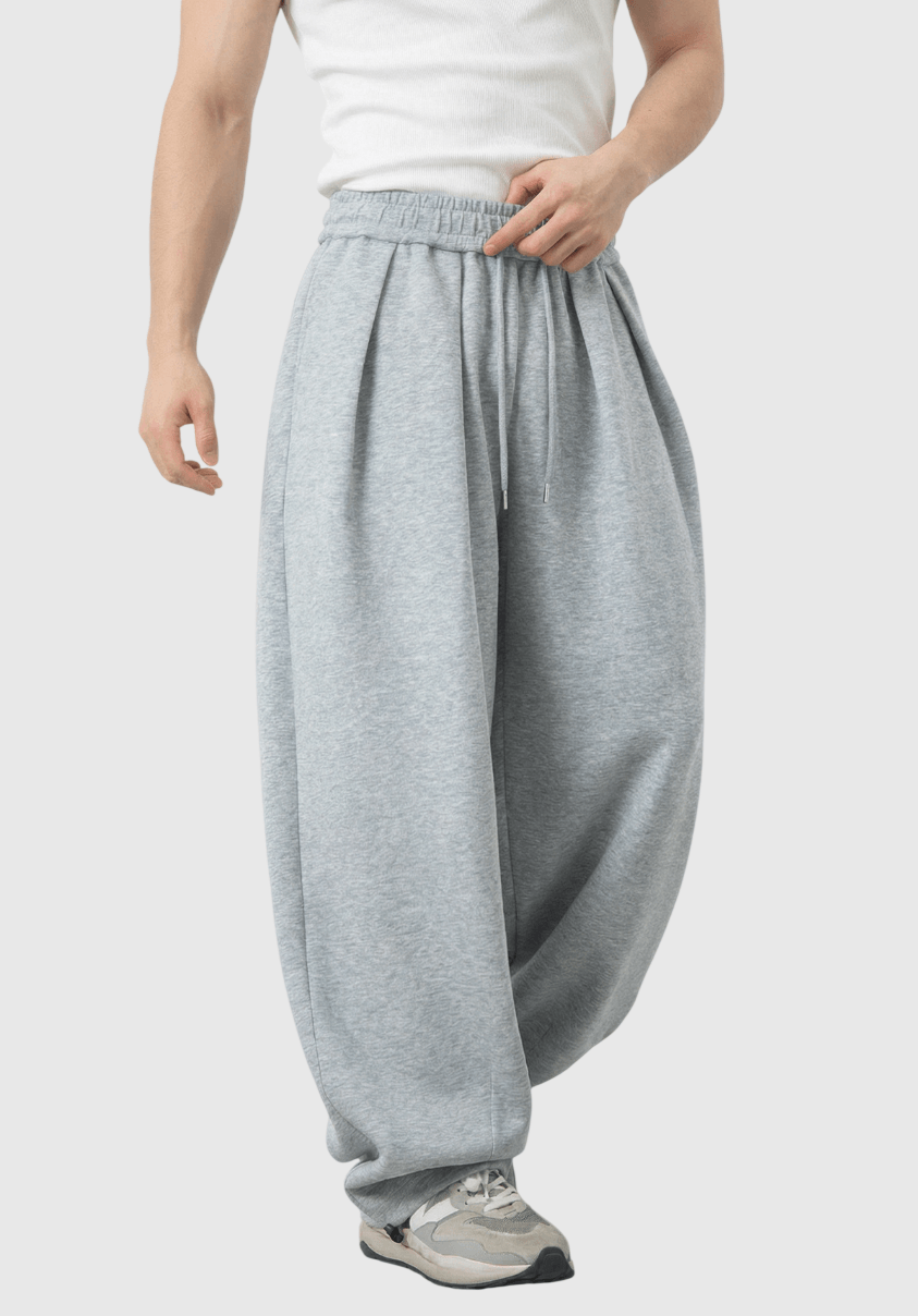 日系雙縫紉褶皺設計 BAGGY 錐形棉衛長褲 [SBP-1199]