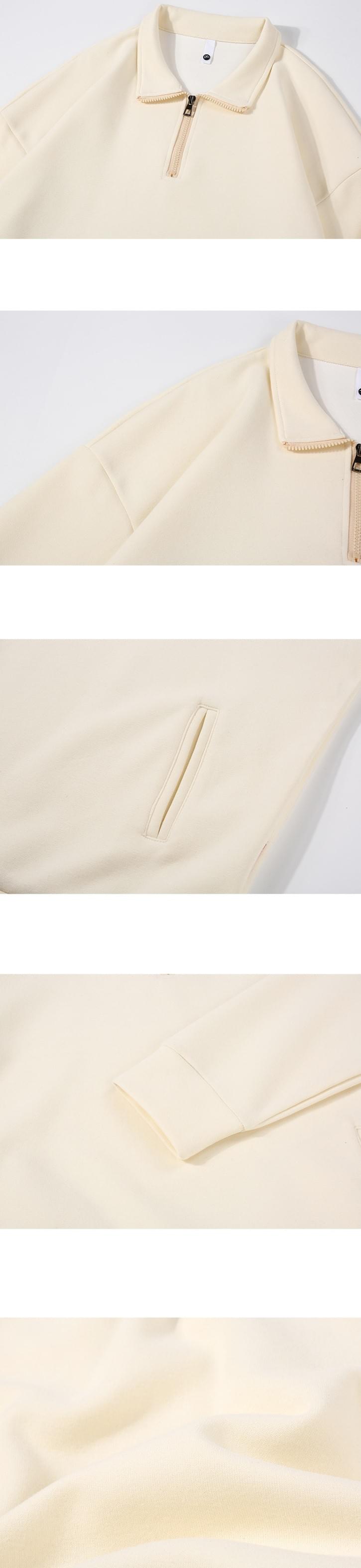 日系簡約暗袋半拉鍊 350g 純棉半高領衛衣 [SBH-1055]