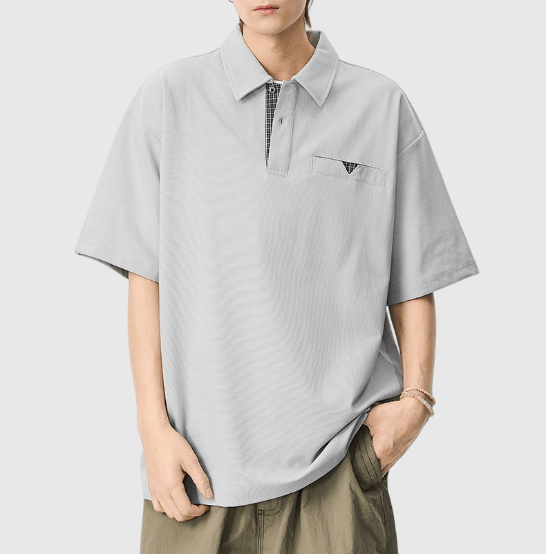 日系紋理撞色縫紉設計 透氣短袖 POLO T-Shirt [SBT-1582]