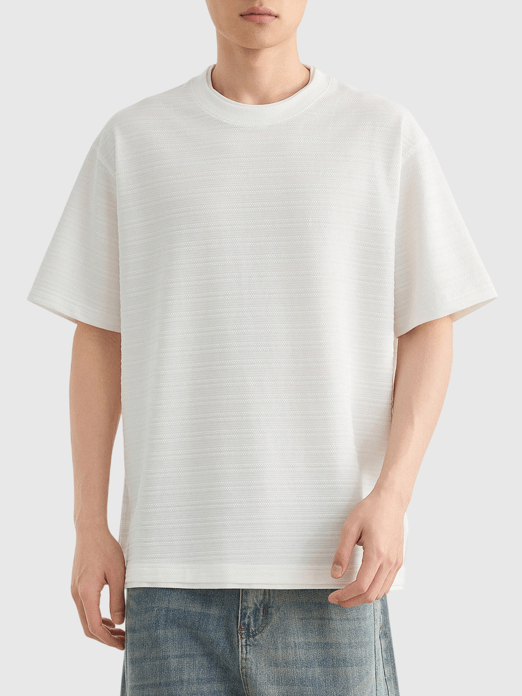 假兩件肌理紋理編織 短袖 T-Shirt [CBT-1286]
