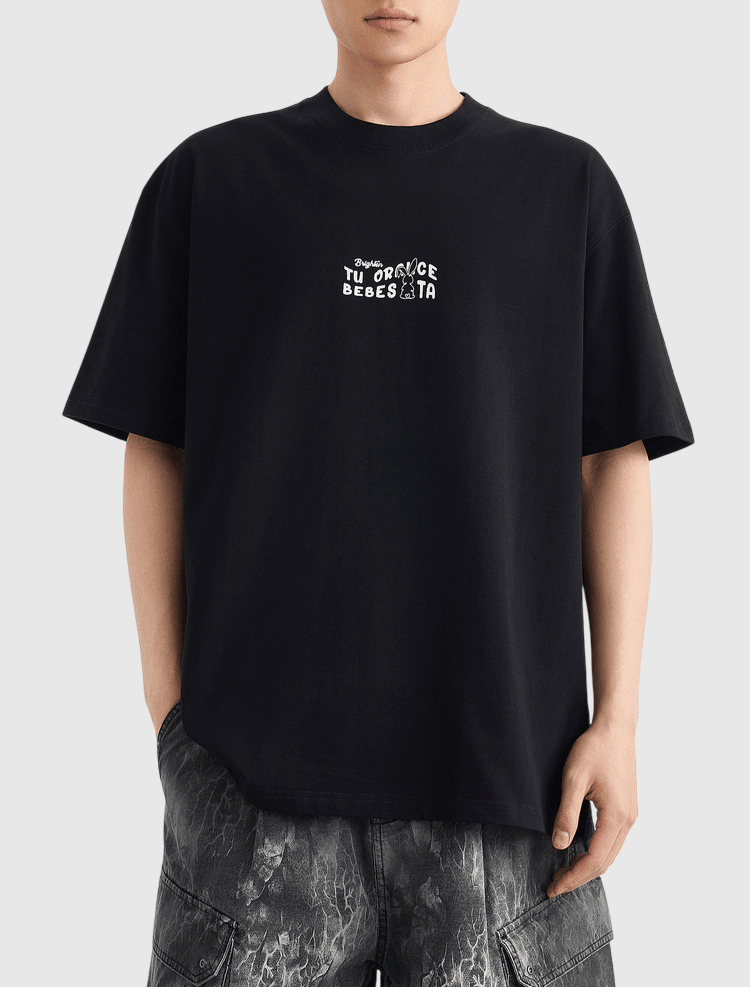 撞色文字圖案印燙設計 純棉短袖 T-Shirt [CBT-1289]