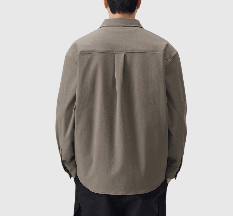 日系前袋雙縫接紋理設計 透氣長袖恤衫 [SBS-1392]