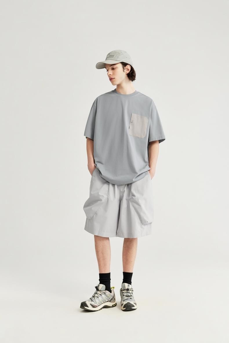 前袋撞色布設計 純棉短袖 T-Shirt [CBT-1075]