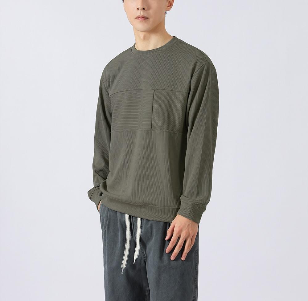 日系肌理紋理拼接 長袖 T-Shirt [CBT-1117]