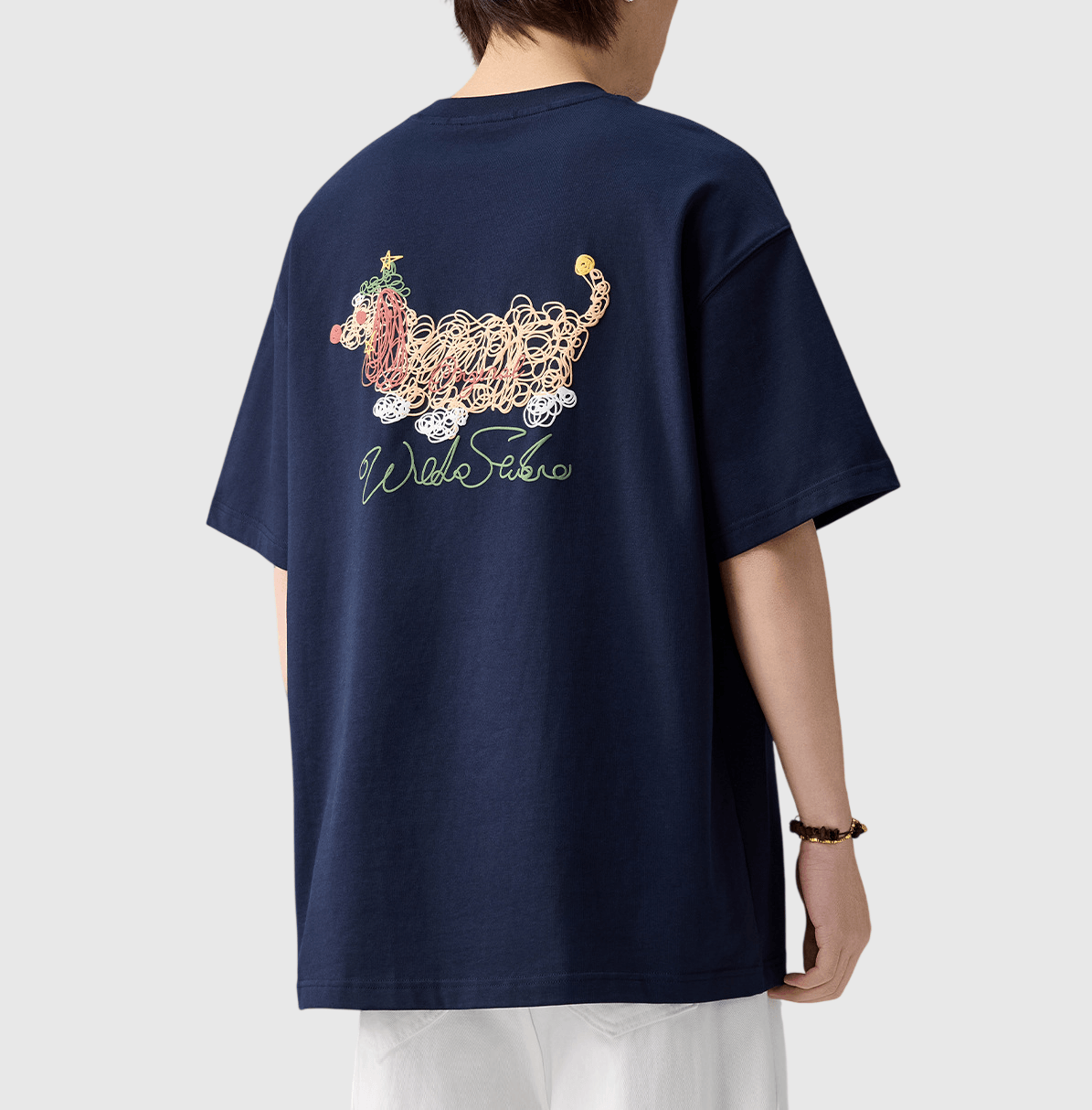 日系亂線狗仔圖案立體印燙設計 純棉短袖 T-Shirt [SBT-1558]