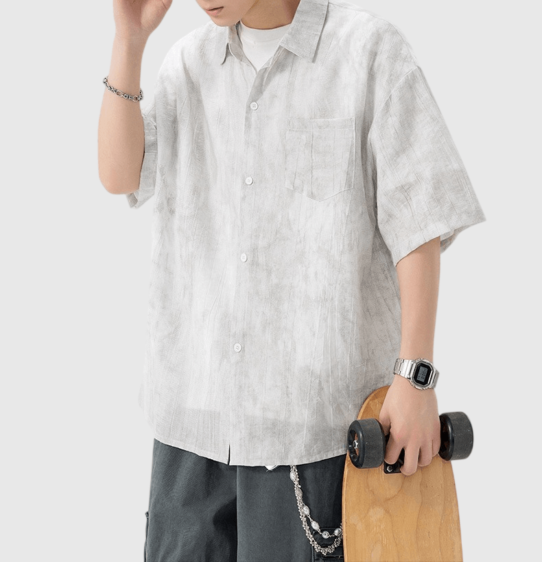 日系色系漸層紮染工藝 透氣紋理短袖恤衫 [SBS-1432]