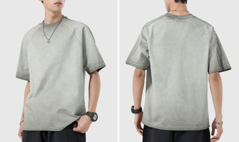 復古重工蠟染水洗縫線工藝設計 短袖 T-Shirt [SBT-1518]