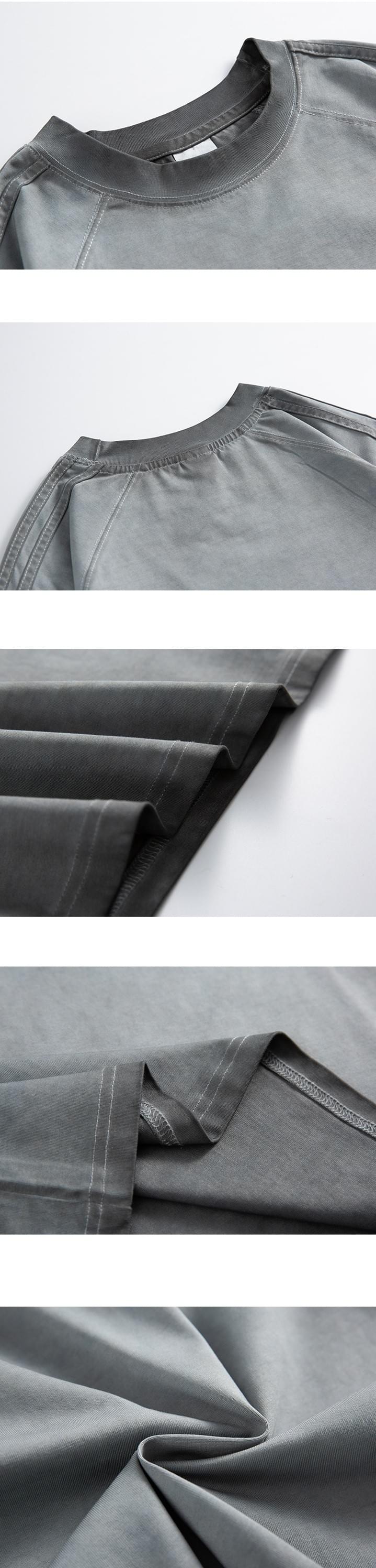 復古重工蠟染水洗縫線工藝設計 短袖 T-Shirt [SBT-1518]