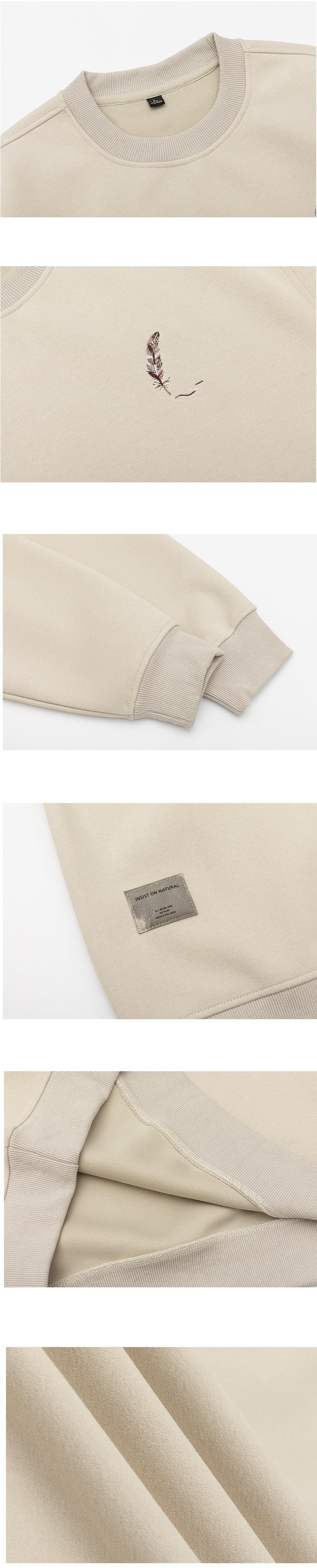 復古羽毛圖案刺繡設計 重磅圓領長袖衛衣 [SBH-1301]