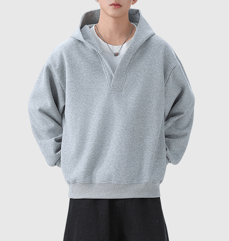 假兩件式大領口拼接 重磅連帽衛衣 [CBH-1024]