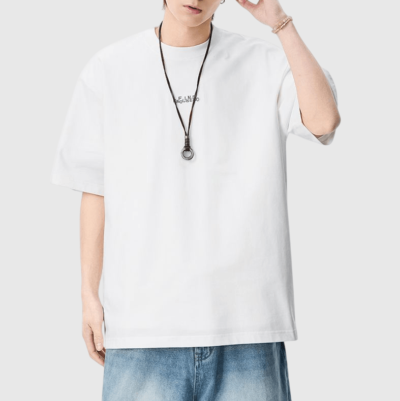  中身細文字刺繡設計 純棉短袖 T-Shirt [SBT-1509]