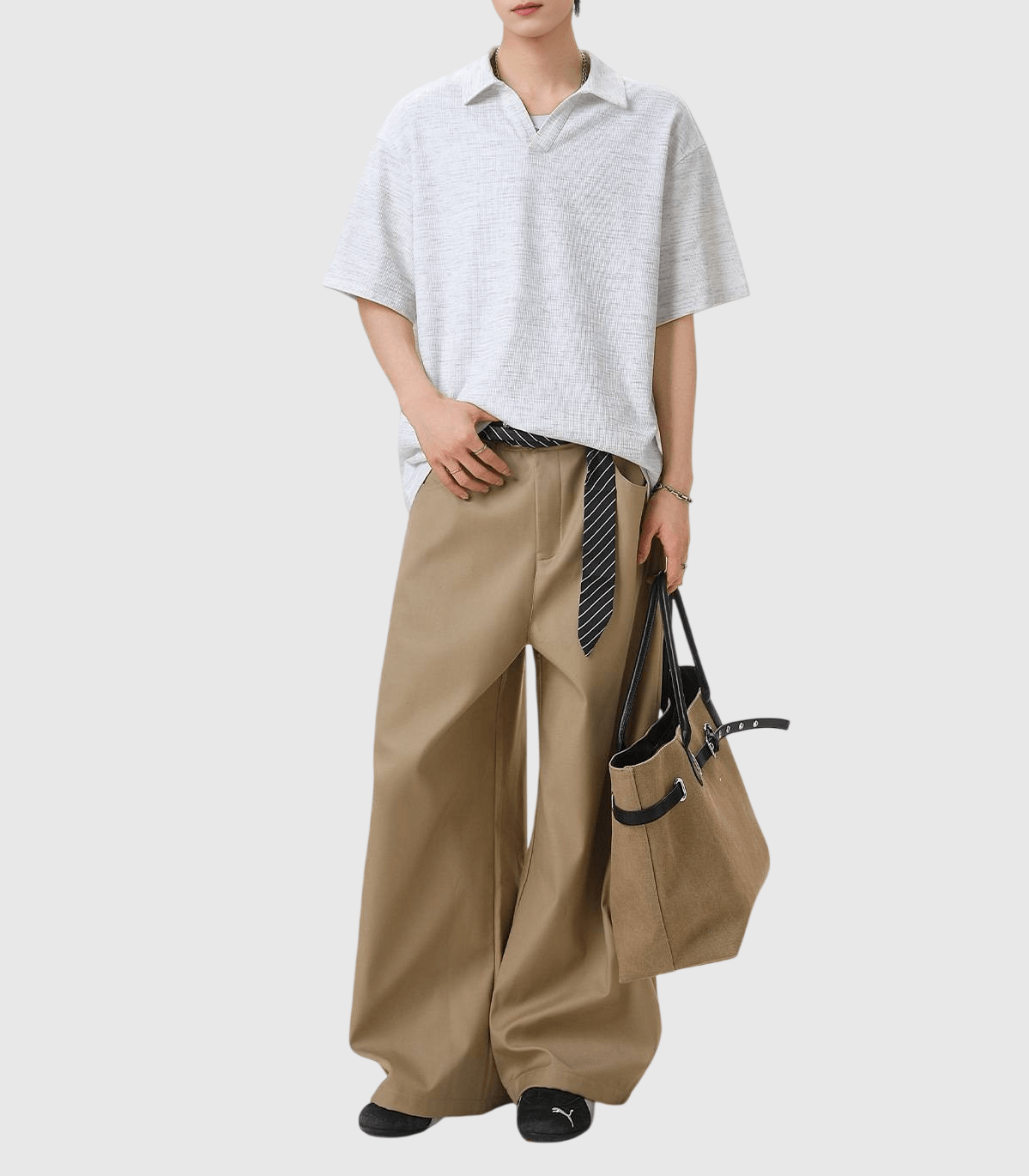 日系混色編織紋理設計 亨利領透氣短袖 T-Shirt [SBT-1551]