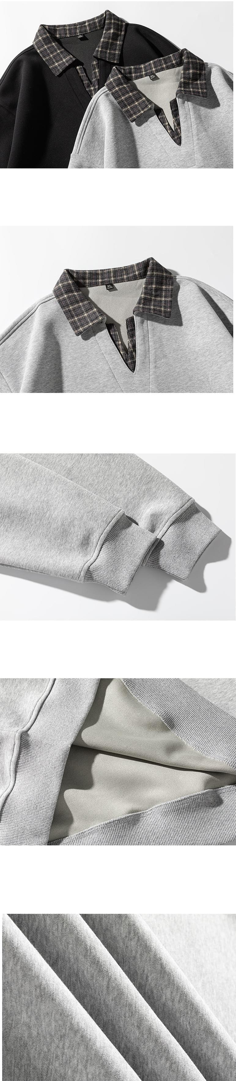 日系撞色恤衫領口拼接設計 長袖恤衫衛衣 [SBH-1340]