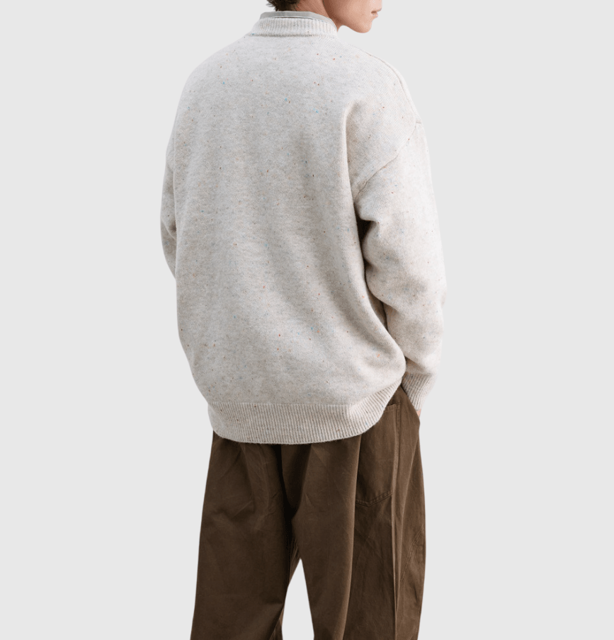 日系基礎彩點紗設計 亨利領針織毛衣 [SBK-1136]