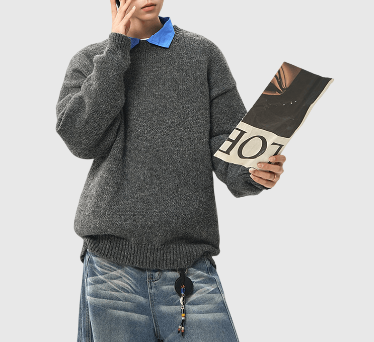 混色紗線編織設計 圓領針織冷衫 [CBK-1035]