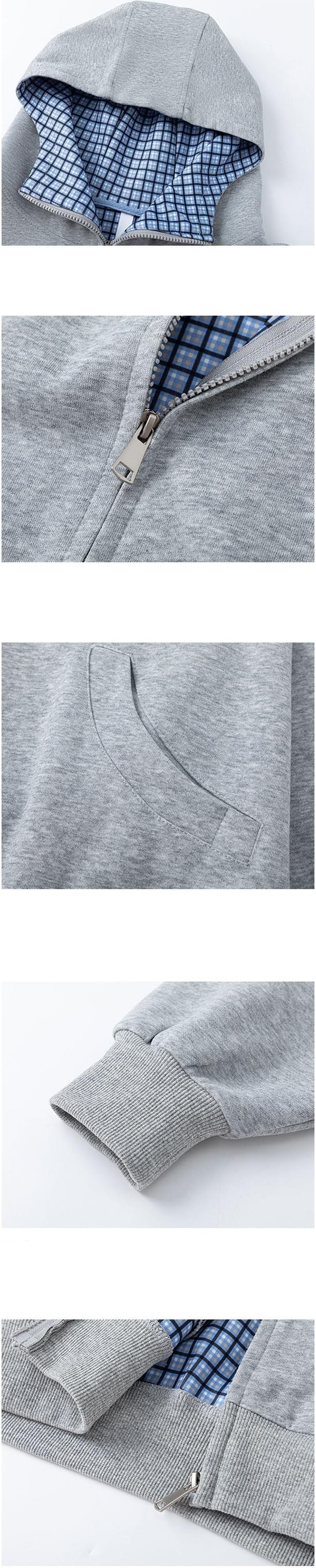 內層格仔撞色縫接 連帽衛衣外套 [CBJ-1067]