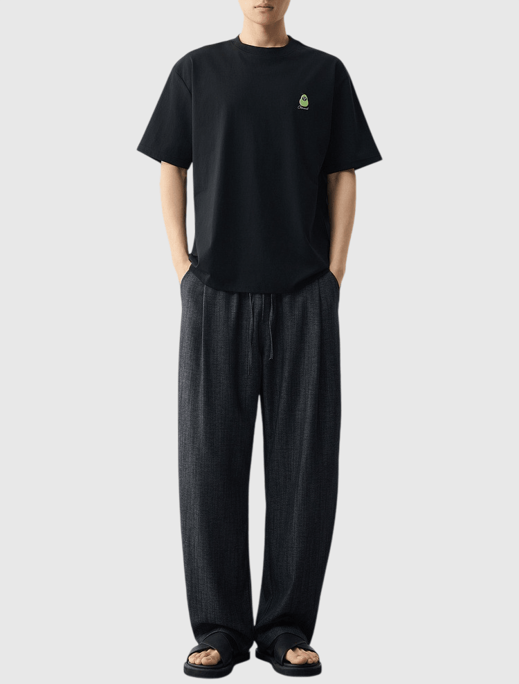 卡通牛油果核設計刺繡工藝 短袖 T-Shirt [CBT-1332]