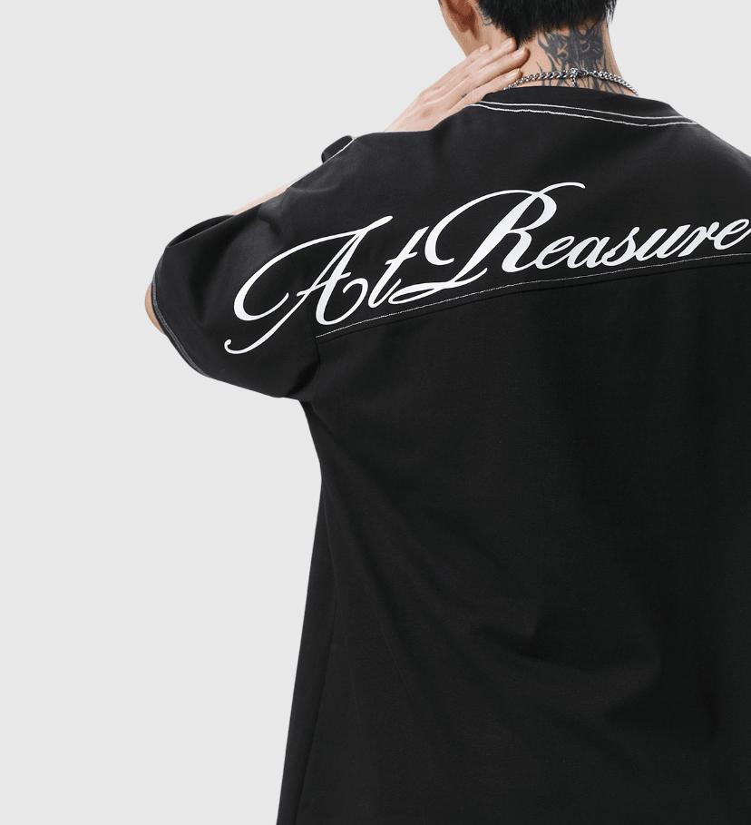 後背分割縫線設計立體大文字印燙 純棉短袖 T-Shirt [SBT-1501]