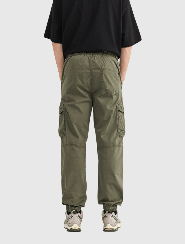 日系復古雙側袋鈕扣設計工裝 純棉直筒長褲 [SBP-1137]