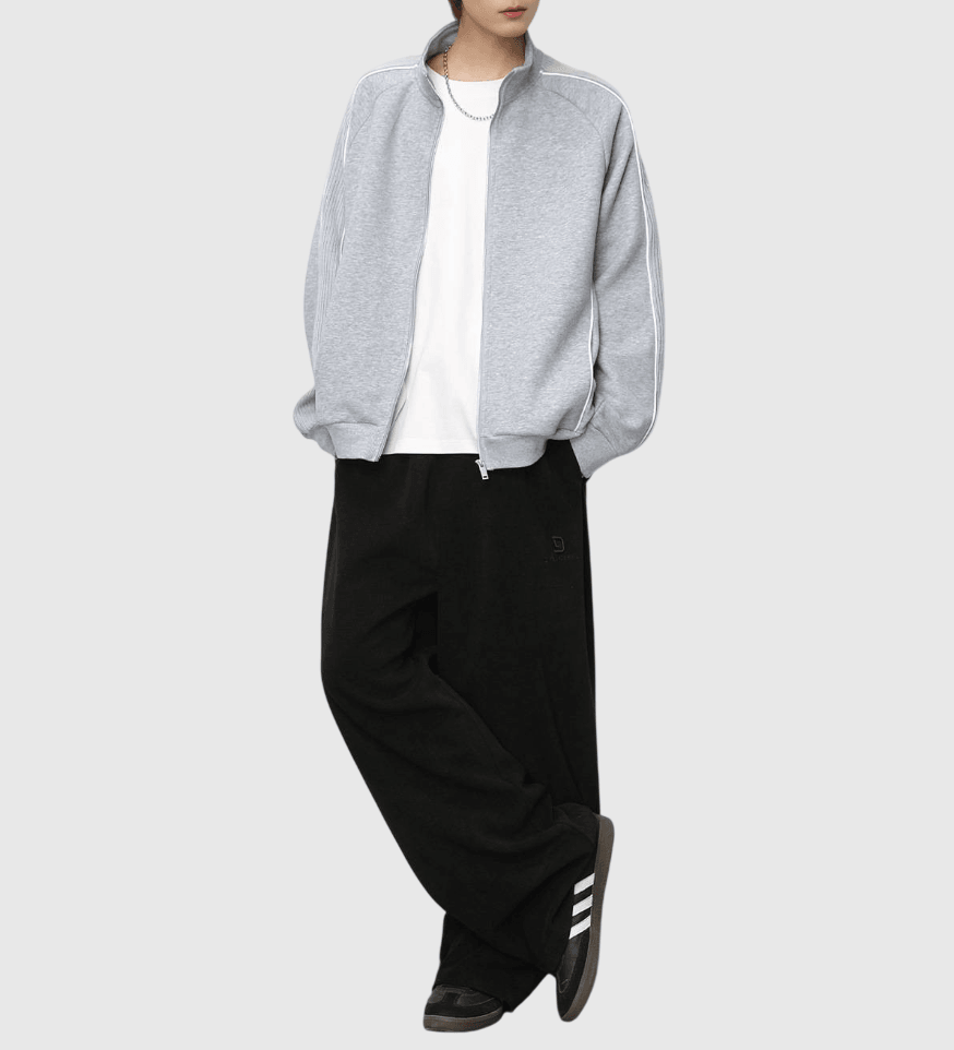 日系肩膊縫紉線條撞色拼接設計 長袖衛衣外套 [SBO-1496]