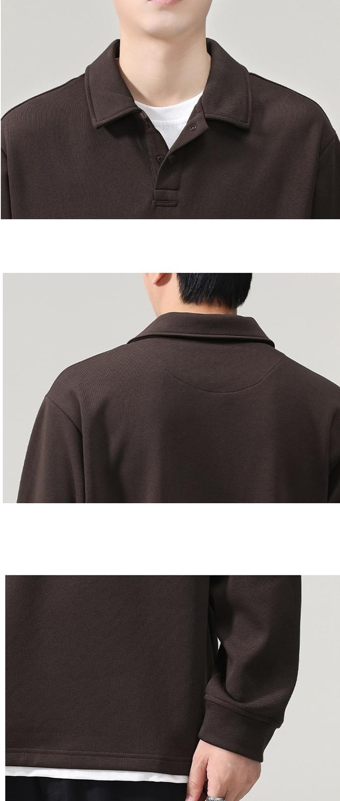日系基礎假兩件式拼接 POLO 長袖衛衣 [SBH-1364]
