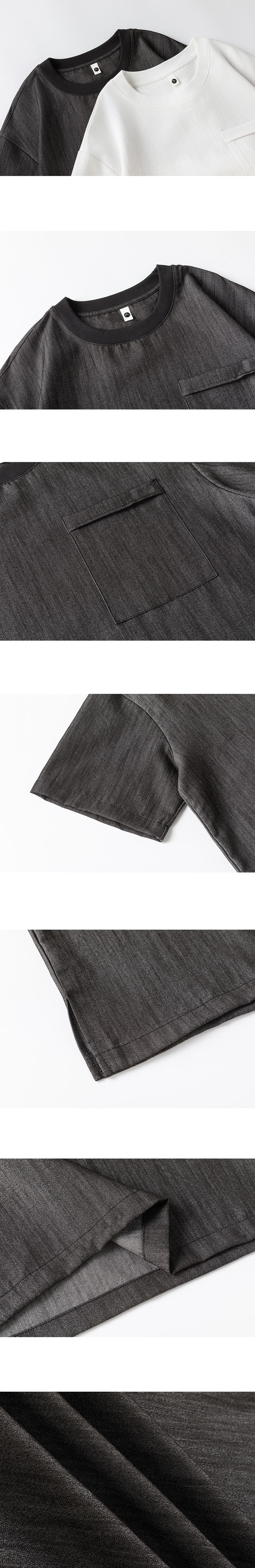 日系前袋色系紋理設計 透氣短袖 T-Shirt [SBT-1531]