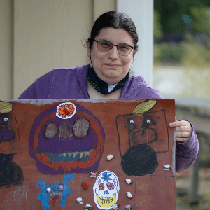 Artist Laura Bruyere displaying art