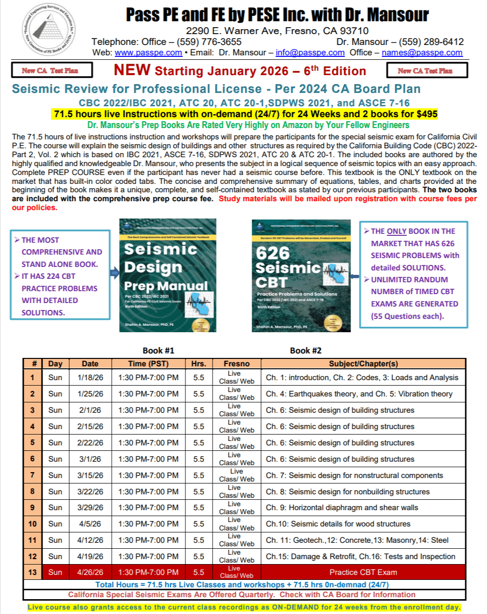 2026 ON-DEMAND Seismic Review for Professional License- SEI Per CA Board Plan
