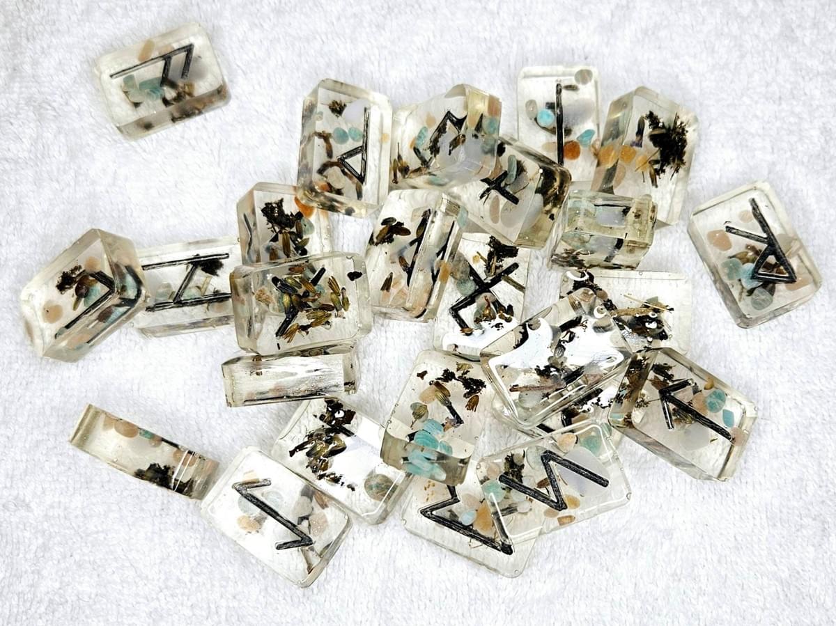 Traditional Futhark Runes Set - Resin Clear