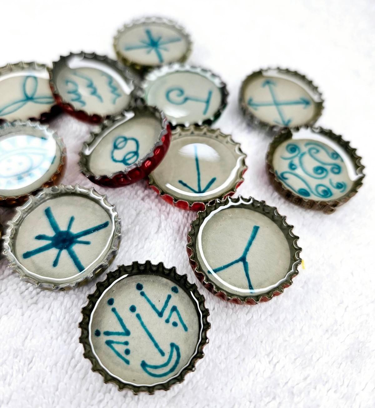 Runes Sets - Witch's Runes - Bottle Cap and Resin