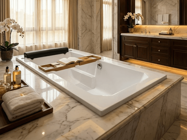 Baignoire rectangulaire design France / Baignoire de luxe France / Salle de bains moderne France / Baignoire Bluestone