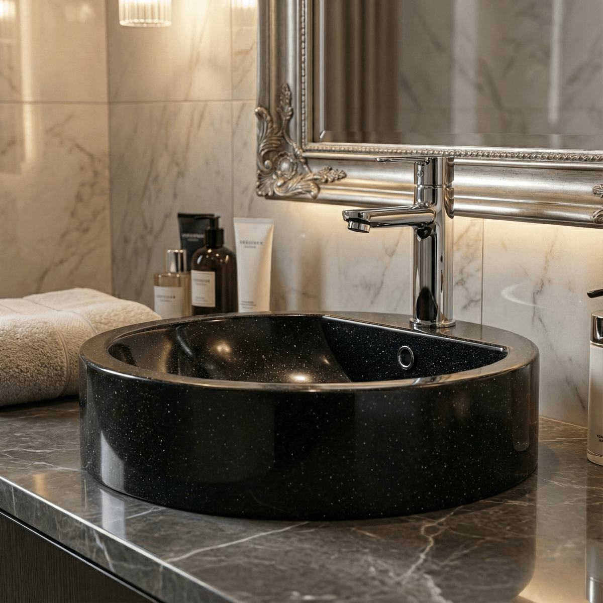 Bol à poser à petit prix Tunisie / Bol large salle de bain Tunisie / Lavabo bol noir Tunisie / Bol salle de bain noir Tunisie / Vasque bol robuste Tunisie / Salle d'eau Tunisie