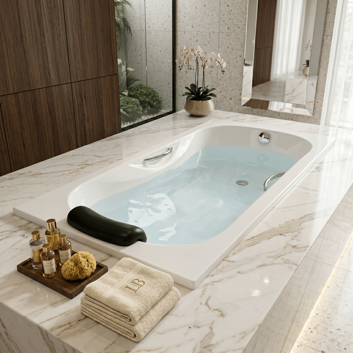 Baignoire Relax 170 x 75 cm avec paires de poignées et support pieds - BRELAX17075 - BAIPOI-CHR -SUPREGBAIREC