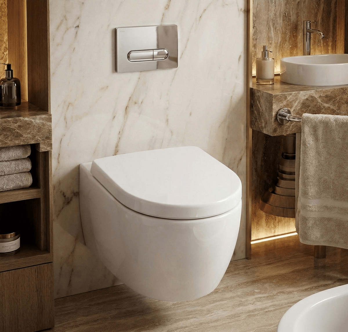 Cuvette suspendue Icon petite saillie Rimfree avec abattant à abaissement automatique - GEBCER500.415.01.1 - ABATERMNOVA