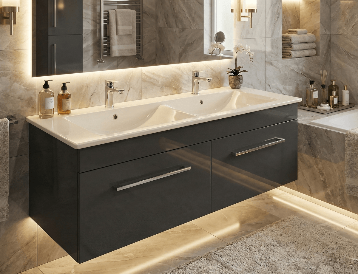 Plan-vasque Duo 120 cm avec meuble