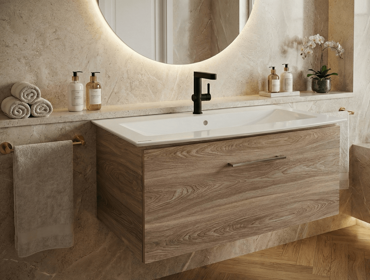 Plan-vasque Lido 92 cm avec meuble - MLIDO92HY-1T-P1-CC - PLIDO92-BL